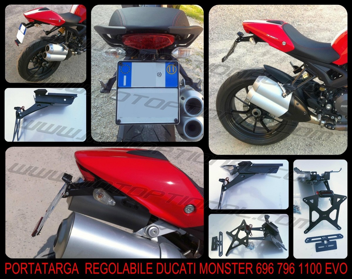 Portatarga Regolabile Ducati Monster 696-796-1100 EVO (+ Luce Targa)
