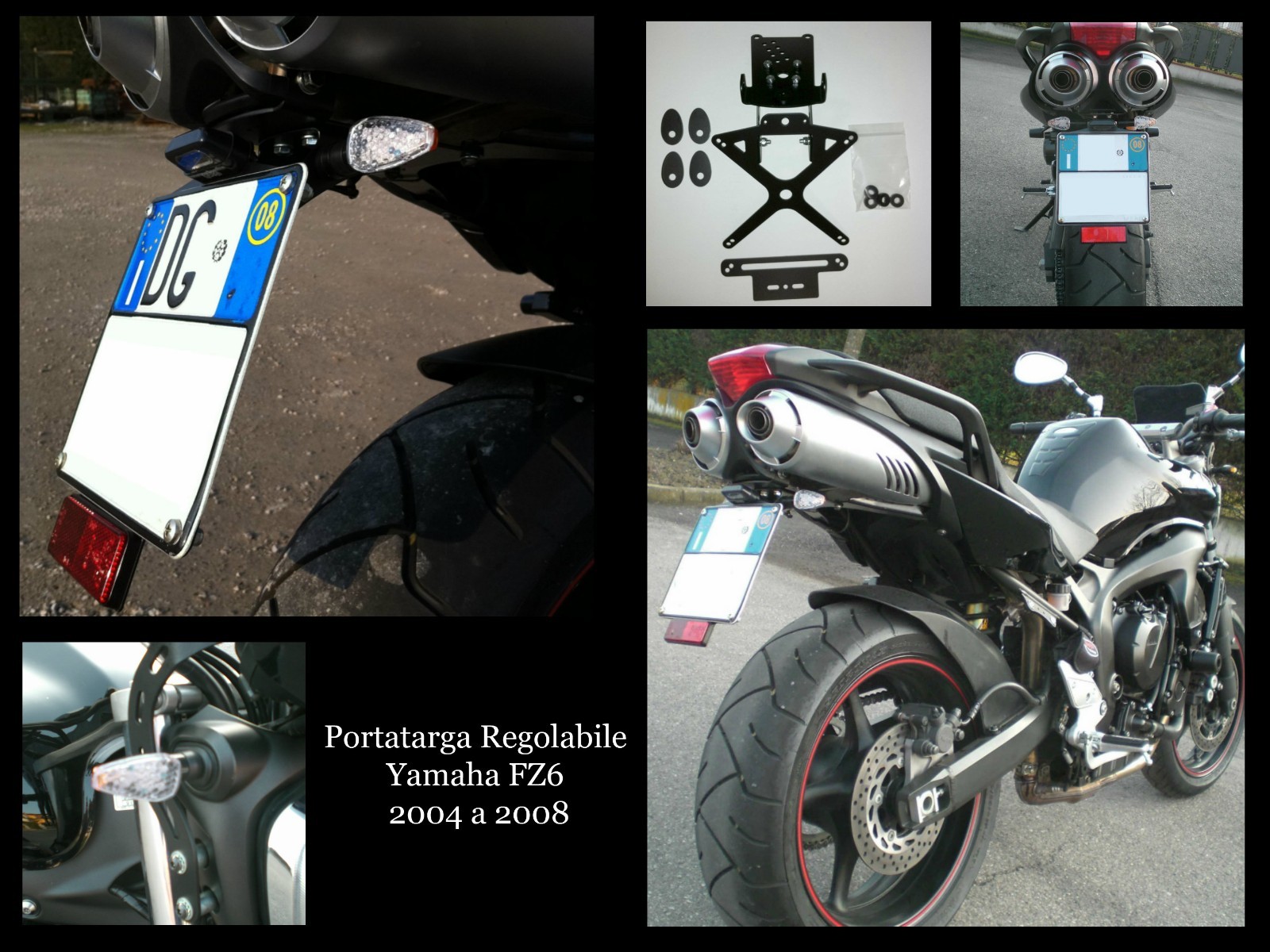 Portatarga Regolabile Yamaha FZ6 dal 2004 al 2008